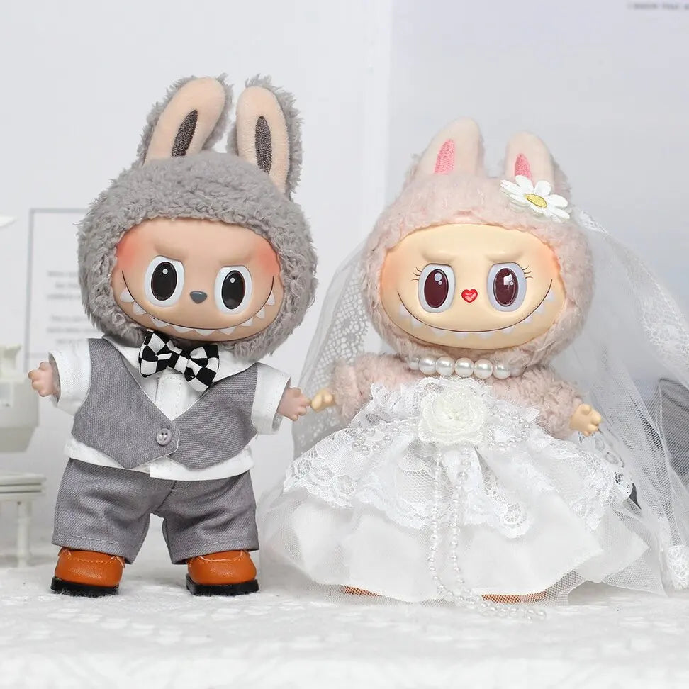For 17cm Labubu V2 V1 Plush Idol Doll's Clothing Wedding Dress and Suit Doll Clothes Outfit Accessories Ropa Labubu For 17cm Labubu V2 V1 Plush Idol Doll's Clothing Wedding Dress and Suit Doll Clothes Outfit Accessories Ropa Labubu